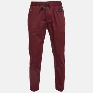 Pre Owned Dolce & Gabbana Burgundy Cotton jogger Pants M