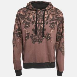 Pre Owned Dolce & Gabbana Wine Pink Printed Cotton Hoodie XL