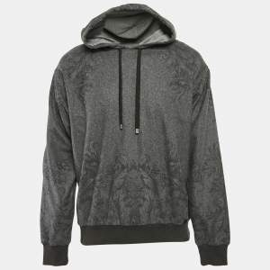 Pre Owned Dolce & Gabbana Grey Printed Wool Felt Hoodie L