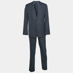Dolce & Gabbana Gold Navy Blue Pinstripe Virgin Wool Suit XL