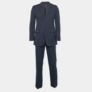 Dolce & Gabbana Navy Blue Pinstripe Wool Single Breasted Pants Suit XS