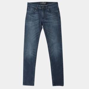 Dolce & Gabbana Blue Cotton Plaque Jeans XS