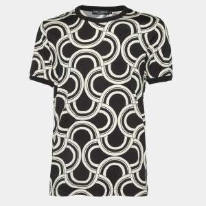 Pre Owned Dolce & Gabbana Black Printed Cotton Round Neck T-Shirt XXL