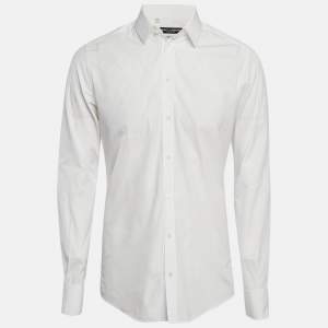 Dolce & Gabbana White Cotton Button Front Shirt L