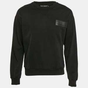 Dolce & Gabbana Black Cotton Knit Crew Neck Sweatshirt S