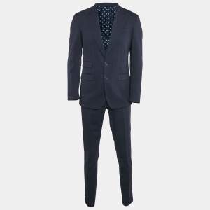 Dolce & Gabbana Navy Blue Wool Blend Tailored Pants Suit S