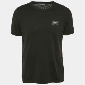 Dolce & Gabbana Black Logo Plaque Cotton Jersey T-Shirt XL
