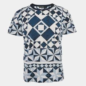 Dolce & Gabbana Blue Gio Ponti Print Cotton Jersey T-Shirt XL 