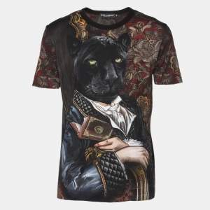 Pre Owned Dolce & Gabbana Multicolor Royal Panther Print Cotton T-Shirt M