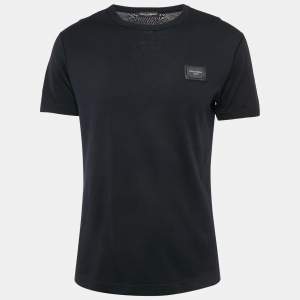 Pre Owned Dolce & Gabbana Navy Blue Cotton Crew Neck T-Shirt M