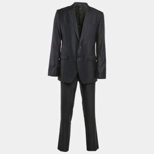 Dolce & Gabbana Navy Blue Wool Blend Single Breasted Pants Suit XL