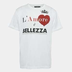 Dolce & Gabbana White L'Amore Print Jersey Applique T-Shirt L