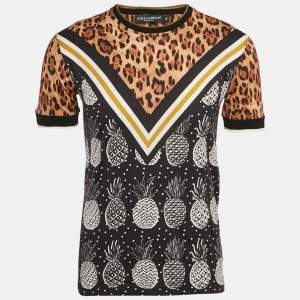 Dolce & Gabbana Multicolor/Brown Printed Cotton Crew Neck T-Shirt M