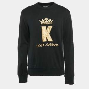Dolce & Gabbana Black King Applique Cotton Sweatshirt L
