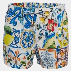 Dolce & Gabbana Multicolor Majolica Print Synthetic Swim Shorts M
