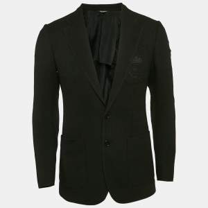 Dolce & Gabbana Black Textured Wool Single Breasted Blazer XS