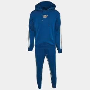 Dolce & Gabbana Blue Crown Embroidered Cotton Knit Tack Suit M