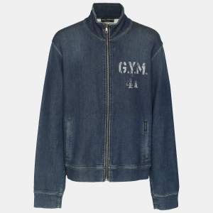 Dolce & Gabbana Blue Stretch Cotton Blend Bomber Jacket L