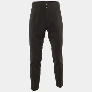 Dolce & Gabbana Black Wool & Silk Satin Detail Pants M