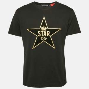 Dolce & Gabbana Black Cotton Patch T-Shirt L