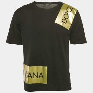 Dolce & Gabbana Black Logo Print Cotton T-Shirt S