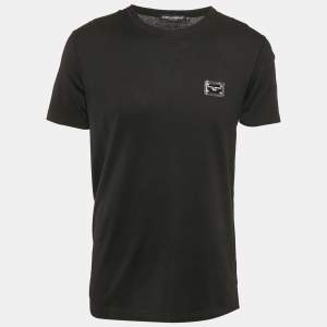 Dolce & Gabbana Black Cotton Crew Neck T-Shirt L