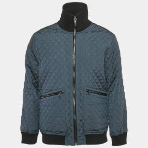 Dolce & Gabbana Blue/Black Nylon and Cotton Jacket XL