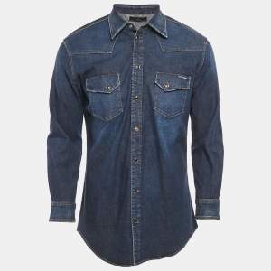 Dolce & Gabbana Navy Blue Denim Button Front Shirt XS