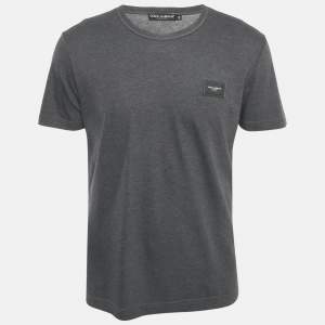 Dolce & Gabbana Grey Logo Plaque Jersey T-Shirt L