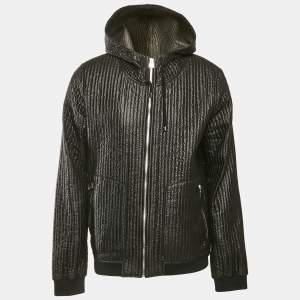 Dolce & Gabbana Black Quilted Nylon Zip Front Hooded Jacket XXXL