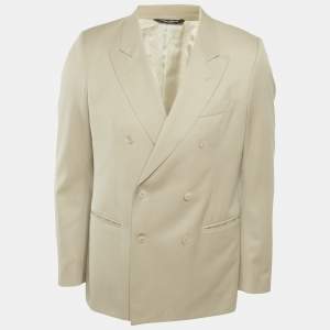 Dolce & Gabbana Beige Wool Double Breasted Blazer XL 