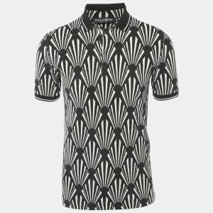 Dolce & Gabbana Black Printed Cotton Pique Polo T-Shirt S