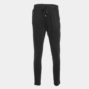 Dolce & Gabbana Black Cotton Logo Plaque Detail Sweatpants XXL