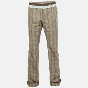 Dolce & Gabbana Brown Plaid Cotton Trouser XL
