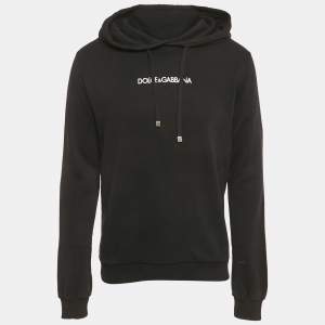 Dolce & Gabbana Black Logo Embroidery Cotton Hooded Sweatshirt M
