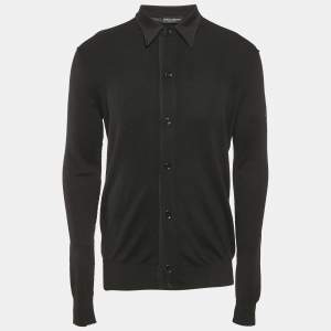 Pre Owned Dolce & Gabbana Black Stretch Knit Stretch Knit Long Sleeve Shirt XL