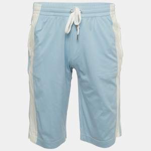 Pre Owned Dolce & Gabbana Blue Striped Cotton Jersey Shorts S