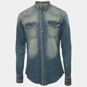 Pre Owned Dolce & Gabbana Blue Faded Denim Long Sleeve Shirt XL