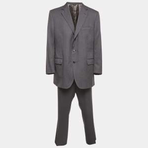 Pre Owned Dolce & Gabbana Dark Grey Wool Single Breasted Blazer Suit 4XL