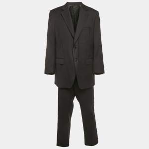 Pre Owned Dolce & Gabbana Brown Striped Wool Single Breasted Suit 4XL 