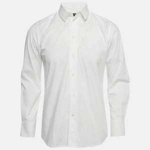 Dolce & Gabbana Gold White Cotton Long Sleeve Shirt S