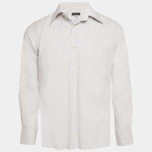 Pre Owned Dolce & Gabbana Gold Grey Cotton Long Sleeve Shirt M