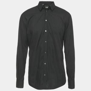 Pre Owned Dolce & Gabbana Black Striped Cotton Martini Shirt L