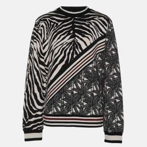 Pre Owned Dolce & Gabbana White/Black Printed Knit Sweatshirt XXL