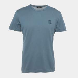 Pre Owned Dolce & Gabbana Blue Cotton Crew Neck T-Shirt M