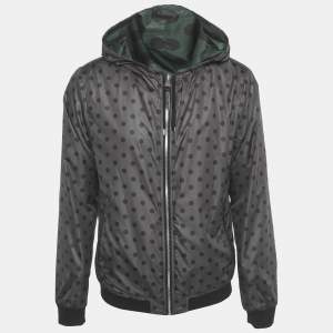 Pre Owned Dolce & Gabbana Green Polka Dot Print Synthetic Reversible Zip-Up Jacket XL