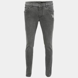 Pre Owned Dolce & Gabbana Grey Washed Denim Slim Fit Jeans M