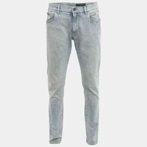 Pre Owned Dolce & Gabbana Light Blue Distressed Denim Jeans M Waist 32"
