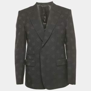 Pre Owned Dolce & Gabbana Sicilia Black Monogram Wool Blend Blazer L