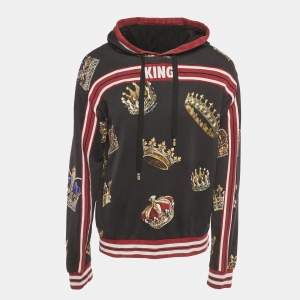 Pre Owned Dolce & Gabbana Black Crown Print Cotton Hoodie XXL